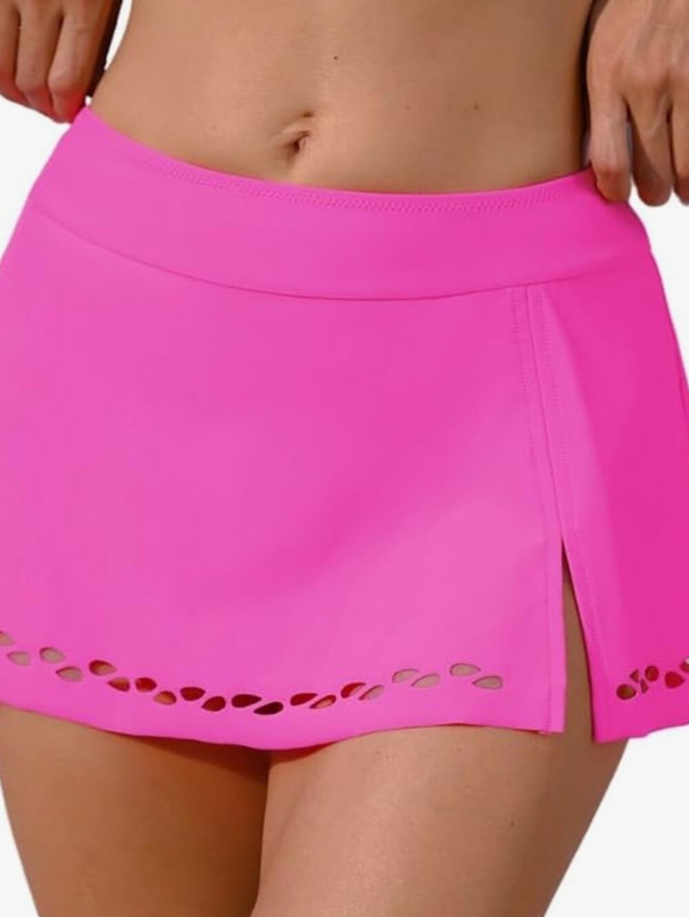 RIHOAS Neon Pink Laser-Cut Swim Skirt Size XXL